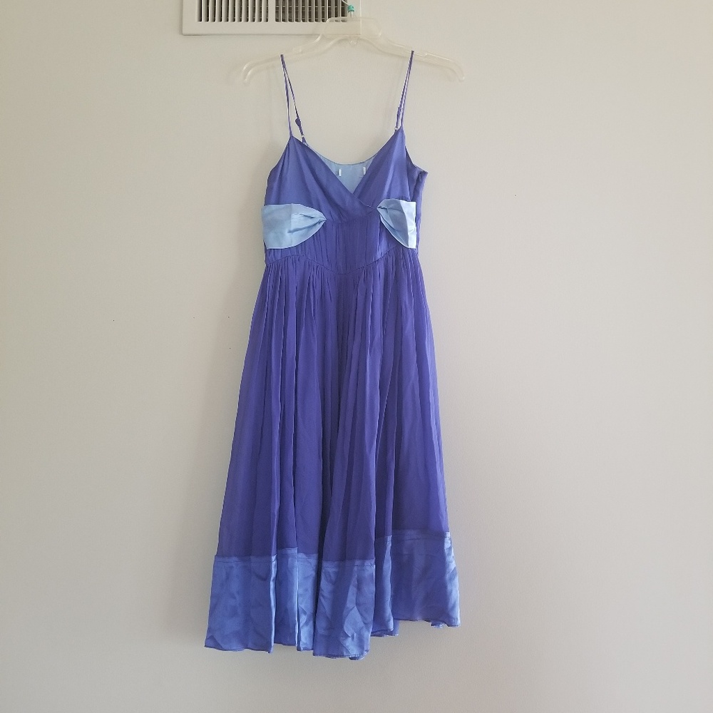 Blue silk spaghetti strap dress size 4
